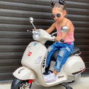 White Kids Ride-On Vespa Motorcycle with LED Lights