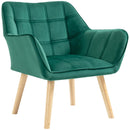 Green Upholstered Armchair with Wide Arms and Slanted Back