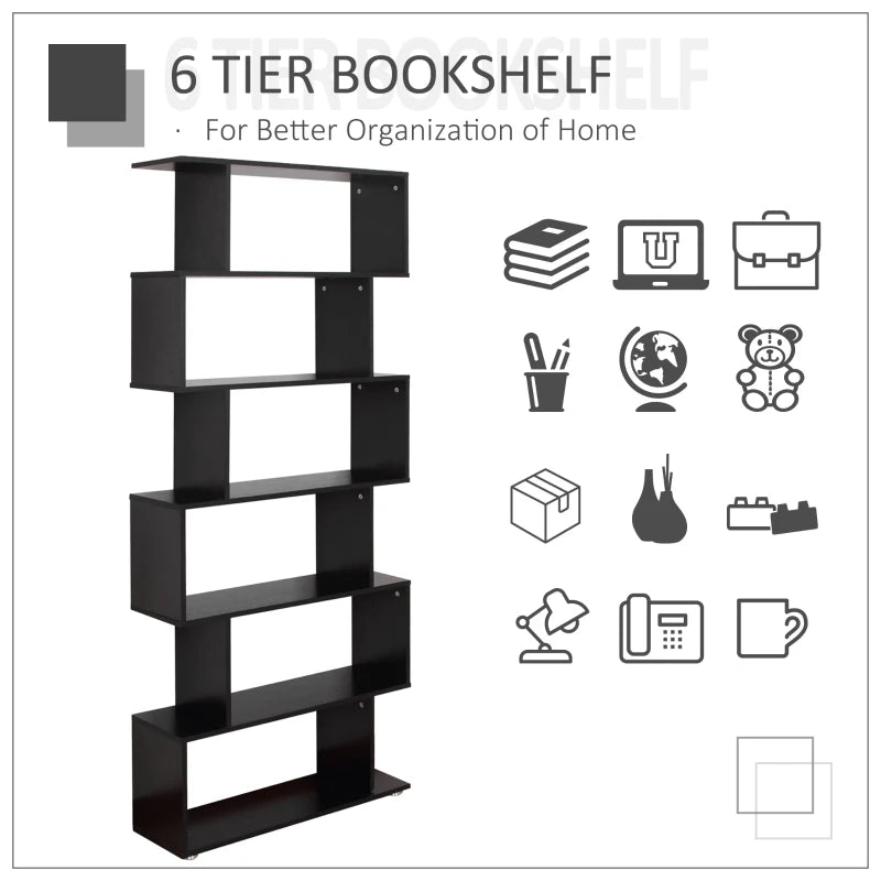 Black 6-Tier Shelving Unit