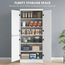 White 4-Door Tall Kitchen Cupboard with 6-Tier Storage