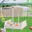 Blue & White Kids Wooden Sand Pit with Adjustable Canopy