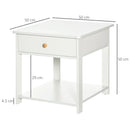 White Square Bedside Table Set with Drawer and Shelf