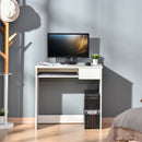 White Compact Computer Desk with Keyboard Tray - Study Office Desk
