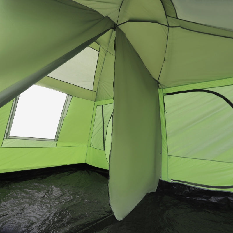 2-Room Tunnel Camping Tent with Porch & Lamp Hook, Portable Carry Bag - Blue