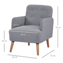 Light Grey Upholstered Armchair with Birch Wood Legs
