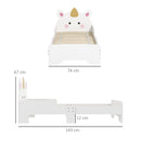 White Unicorn Toddler Bed for Kids 3-6 Years - 143 x 74 x 67cm