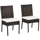 Brown Rattan Armless Garden Chairs Set of 2