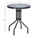 Round Glass Outdoor Bistro Table - 60cm Diameter (Black)