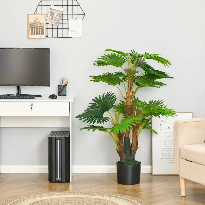 Set of 2 Artificial Green Palm Trees in Pots for Indoor and Outdoor Decor, 135cm