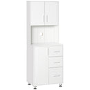 White Modern Kitchen Storage Cabinet with Drawers and Countertop