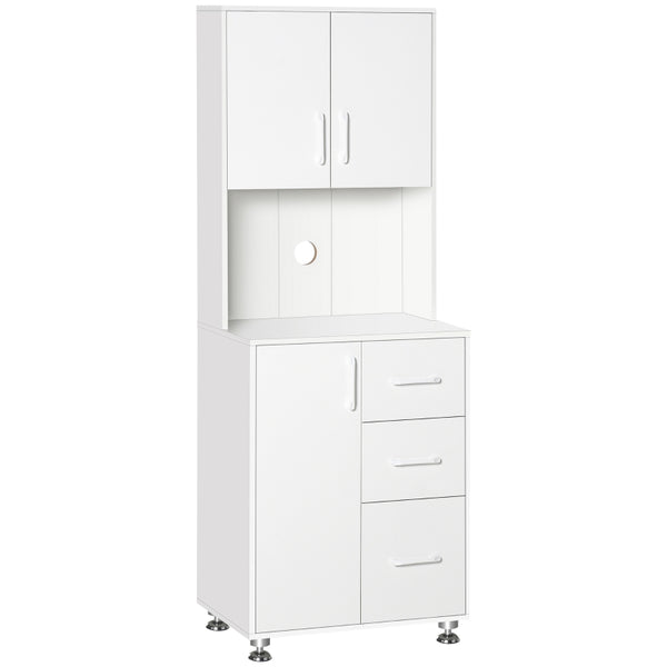 White Modern Kitchen Storage Cabinet with Drawers and Countertop