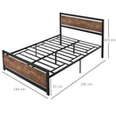 Double Size Metal Bed Frame with Storage, Strong Slat Support - Gray