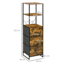 Rustic Brown Industrial Storage Cabinet with Shelves and Drawers