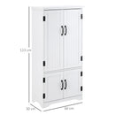 White Kitchen Storage Cabinet with Adjustable Shelves and Doors