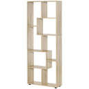 8-Tier Natural Bookcase with Anti-Tipping Foot Pads