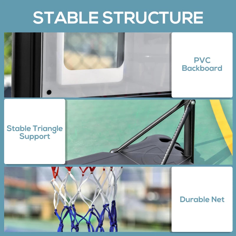 Adjustable Portable Basketball Hoop System - Black, Teens to Adults, 1.55-2.1m