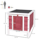 Red Wooden Rabbit Hutch 51 x 42 x 43 cm by