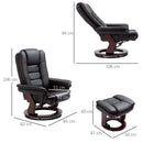 Black Manual Recliner with Footrest - PU Leather Lounge Chair