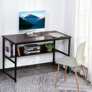 Brown Computer Desk with Storage Shelf, 120 x 60cm, Metal Frame