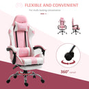 Pink Gaming Chair with Lumbar Support, Footrest & Headrest