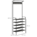 Grey Marbled Industrial Coat Stand with Shoe Storage