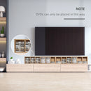 Wooden Media Display Shelf Set of 2 - Blu-Ray Tower Rack with Adjustable Shelves, Natural Wood