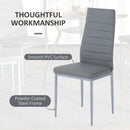 Grey 5-Piece Dining Set with Padded Chairs and Glass-Top Table