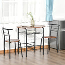 3-Piece Metal Frame Wood Top Dining Set in Black