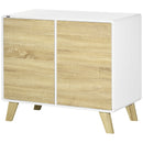 White and Oak Modern Storage Cupboard with Push-to-Open Doors