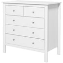 White 5-Drawer Storage Cabinet with Metal Handles - Bedroom, Living Room, Nursery Organizer