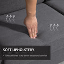 Dark Grey Modern 2 Seater Loveseat Sofa with Wood Legs and Armrests