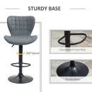 Grey Adjustable Swivel Bar Stools Set of 2 with Backrest & Footrest
