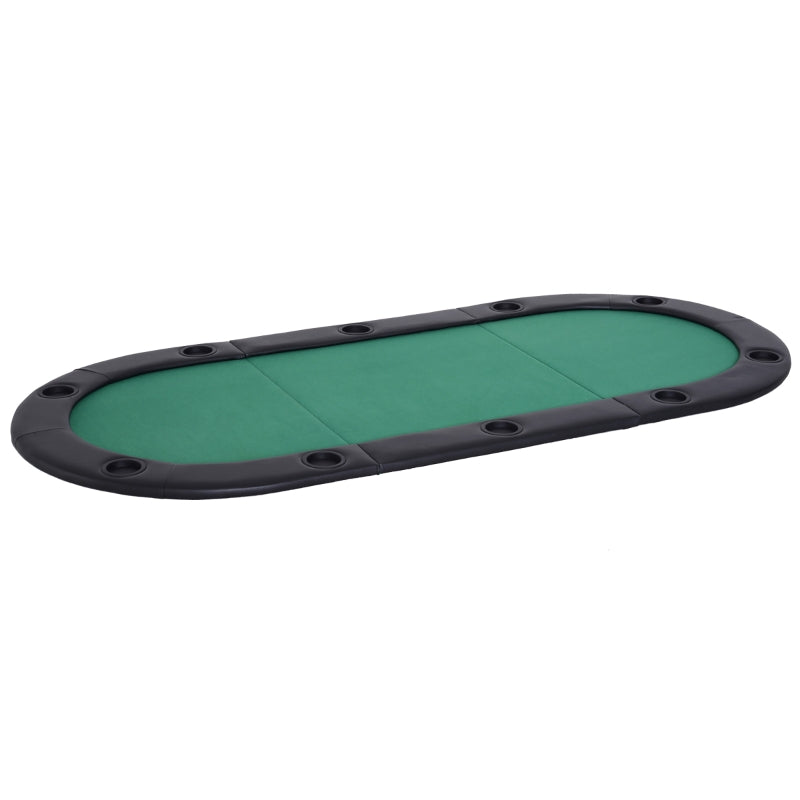 Black 10-Seater Folding Poker Table with Drink Holders