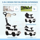 White 3-in-1 Kids Ride-On Push Car with Horn and Steering Wheel