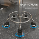 Brown PU Leather Rolling Salon Stool with Adjustable Height and Wheels