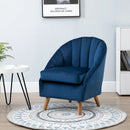 Blue Velvet Accent Chair with Solid Wood Legs