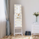 White LED Mirrored Jewelry Cabinet Armoire
