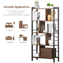 4-Tier Brown Black Industrial Bookshelf for Living Room Office
