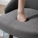 Dark Grey Nailhead Bar Stools Set of 2 with Rubber Wood Legs