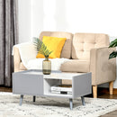 White Faux Marble Coffee Table with Storage Drawer - 2-Tier Center Table for Living Room