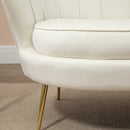 Modern Cream Velvet Loveseat Sofa with Petal Backrest