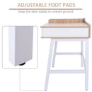 Oak and White Computer Writing Desk with Drawer and Storage Compartments