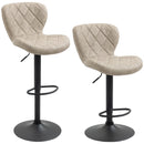 Swivel Bar Stools Set of 2, Light Khaki Breakfast Chairs with Backrest and Footrest