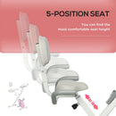 White Folding Magnetic Exercise Bike with Backrest and Tablet Holder