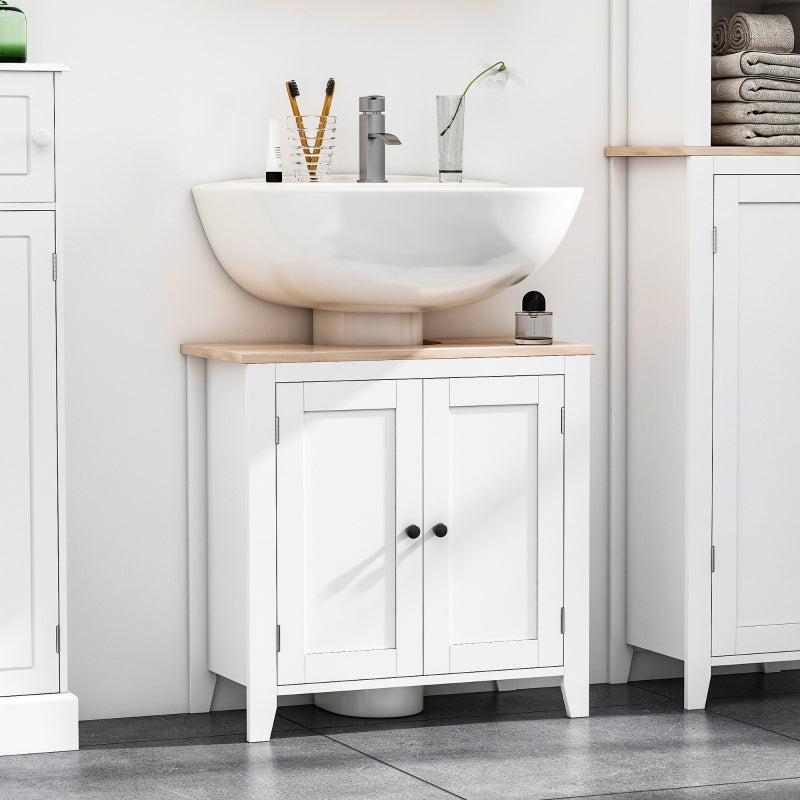 White Bathroom Sink Storage Cabinet with 2 Doors