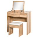 Natural Makeup Vanity Set with Mirror, Drawer, and Stool
