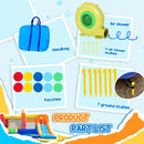 Kids 4-in-1 Inflatable Bouncy Castle with Double Slides, Trampoline, Pool, and Climbing Wall - Blue