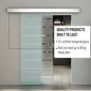 90cm Frosted Glass Sliding Door Kit with Stripe Pattern, Round Handle