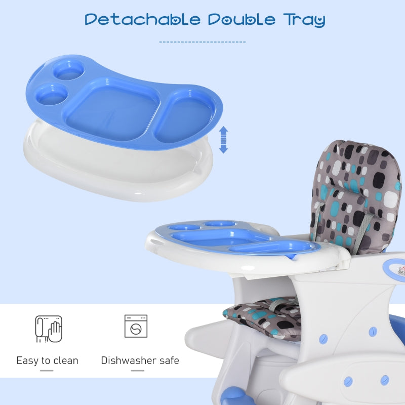 Blue 3-in-1 Convertible Baby High Chair