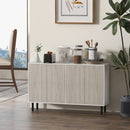 White Kitchen Storage Cabinet with Adjustable Shelves and 4 Doors